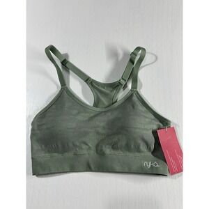 NEW RYKA Microchip Padded Cross Racerback Sports Bra Gray Size Medium Army Print